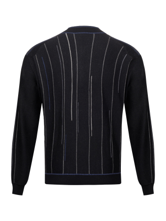 Джемпер, стойка, на молнии, длин. рук., в полоску (00205, Черный, 62 - 5XL)