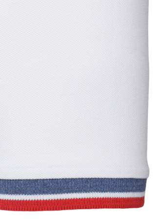 Поло на пуговицах, короткий рукав, однотонное (001, Белый/Джинс.Крас., 46 - XS      рукав 21 см)