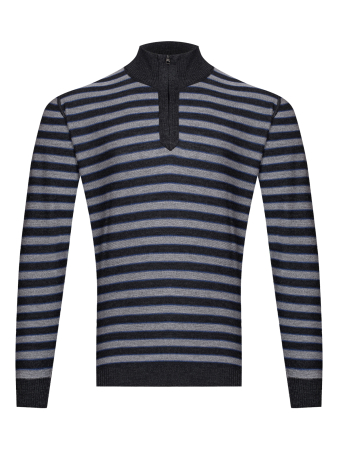 Джемпер, стойка, молния, в полоску (365, Темно-серый, 48 - S )