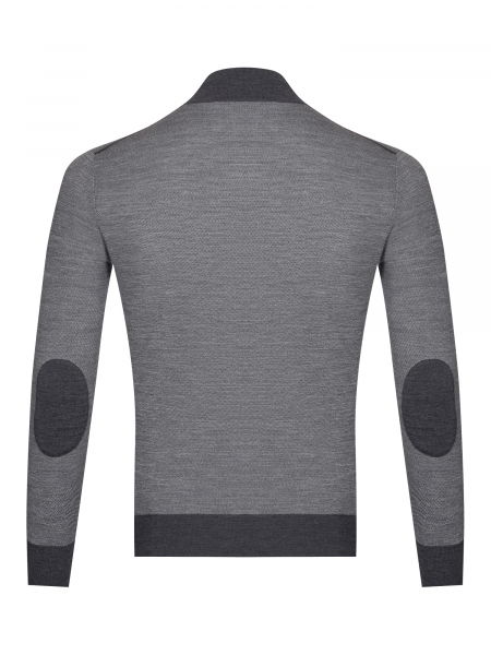 Джемпер, на молнии, стойка, с заплат. на рукав. (401, Серый, 50 - M)