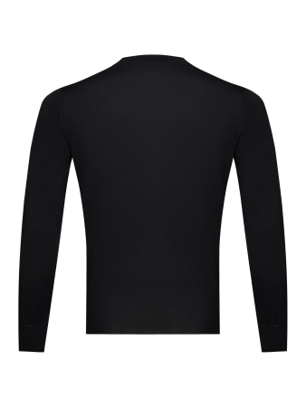 Джемпер, круглый ворот, длинный рукав, однотонный (099, Черный, 50 - M  рукав 64 см)