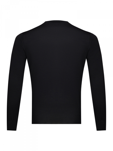 Джемпер, круглый ворот, длинный рукав, однотонный (099, Черный, 50 - M  рукав 64 см)