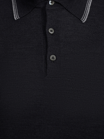 Поло, на пуговицах, длин. рукав (183, Темно-серый, 50 - M)