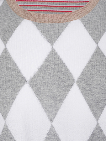 Джемпер, круглый ворот, длинный рукав, SF, ромб (190, Белый/Серый, 56 - XXL     рукав 62 см)