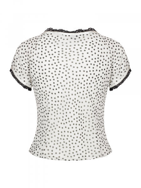 Топ, Modyva, в горошек, кружева (601, Белый, 40)