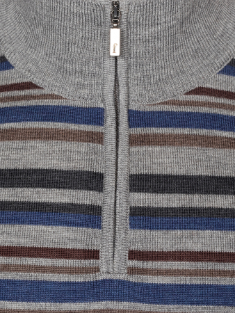 Джемпер, стойка, молния, в полоску_ (483, Серый, 60 - 4XL )