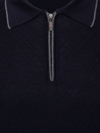Поло на молнии, однотон., дл/рукав (381, Темно-синий , 50)