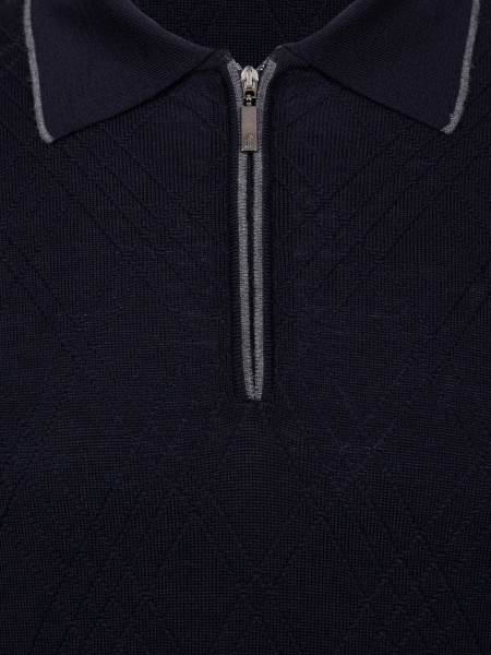 Поло на молнии, однотон., дл/рукав (381, Темно-синий , 50)