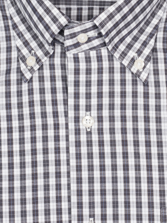 Сорочка, Verita, ДР, классика, клетка, пуговица на вороте (011, Черный, 41/42)