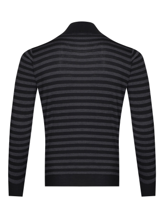 Джемпер, стойка, молния, в полоску (212, Черный, 58 - 3XL     )