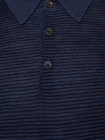Поло на пуговицах, дл/рукав, в полоску (835, Синий в полоску, 58)