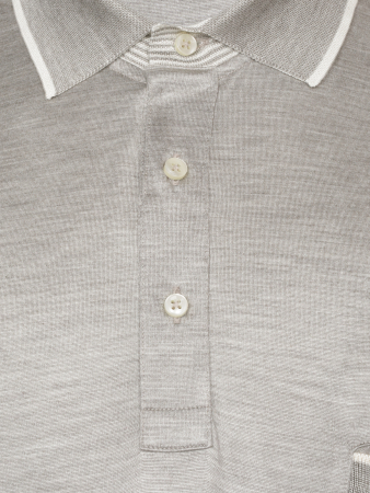 Поло однотонное, ворот  с окантовкой, кор/рукав (336, Бежевый/Белый, 58-3XL  рукав 24 см)