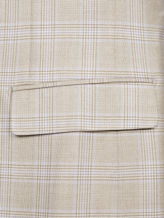 Пиджак, средне-притал., одноборт., клетка, 2 пуг. (16640, Бежевый/Голуб., 54 , R)