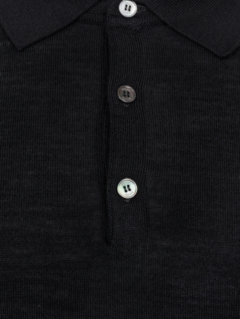 Поло на пуговицах,  однотон., дл/рукав (002, Черный, 50)