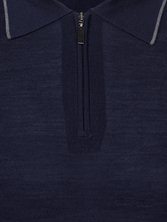 Поло на молнии, дл/рукав, кант на воротнике (824, Т-синий Серый кант, 58 )