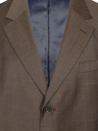 Костюм, EM, классика, однотон., 3 пугов./прорез.карм.с клап., 1шл, б.кл.с манж. (602, Коричневый, 58 , 6)