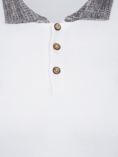Поло, на пуговицах, кор/рук.,однотон. ворот меланж. (181, Белый, 48)