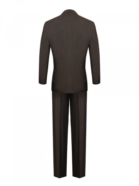 Костюм, EM, классика, однотон, 3 пугов./прорез.карм.с клап., 2шл, б.кл. (600, Темно-коричн., 56 , 6)