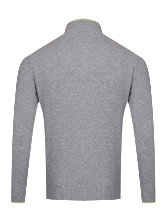 Кардиган, ворот стойка, на молнии, длин. рук., однотон. (3, Серый/Желтый, 56)