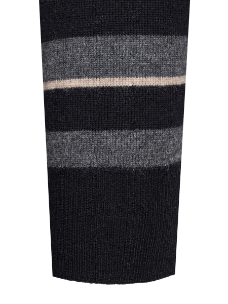 Джемпер, круглый ворот, в полоску (087, Черный, 56 - XXL)