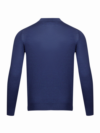 Поло на пуговицах,  однотон., дл/рукав (800, Синий, 50)