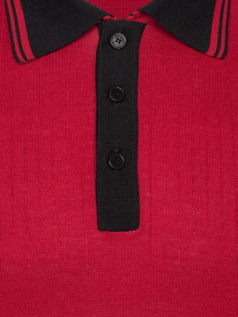 Поло на пуговицах,  короткий рукав, контрастный ворот (00023, Бордо/Черный, 56 - XXL  рукав 24 см)