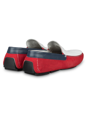 Мокасины, Mario Bruni (998, Красный/Белый, 40, 100% кожа, Кожа телячья 100%)