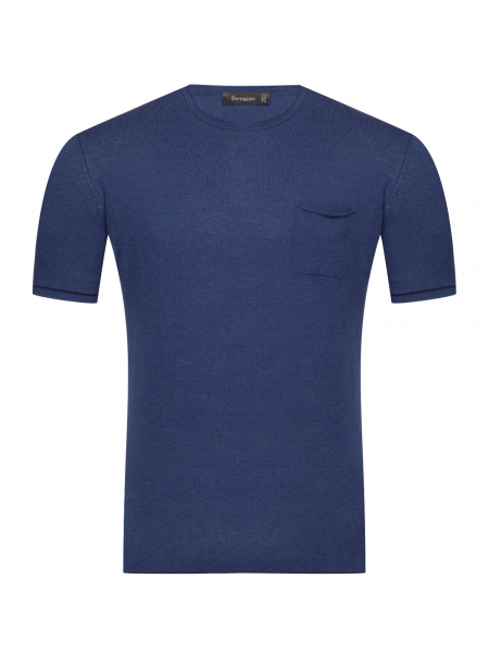 Джемпер, круглый вырез, кор/рук.,однотон. (362, Джинсовый, 48)