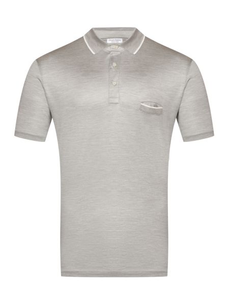 Поло однотонное, ворот  с окантовкой, кор/рукав (336, Бежевый/Белый, 58-3XL  рукав 24 см)