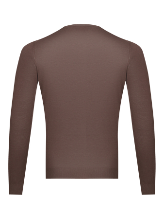 Джемпер, круглый ворот,  длинный рукав, однотонный (003, Коричневый, 50 - M  рукав 63 см)