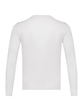 Пуловер, V-образный вырез, дл/рукав, однотонный (001, Белый, 50 - M  рукав 61 см)