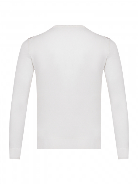 Пуловер, V-образный вырез, дл/рукав, однотонный (001, Белый, 50 - M  рукав 61 см)