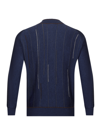 Джемпер, стойка, на молнии, длин. рук., в полоску (00206, Темно-синий, 62 - 5XL)