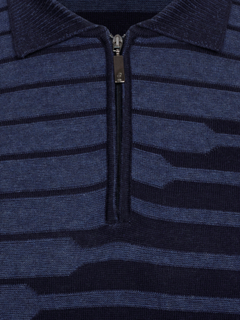 Поло, на молнии, кор/рук.,полоска (346, Синий/Джинс., 52)