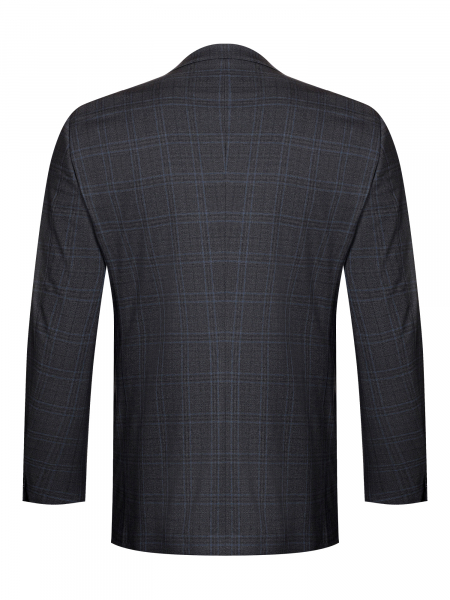 Пиджак, средне-притал., одноборт., синяя клетка, 2 пуг., 2 разреза (00001, Темно-серый, 50, 4)