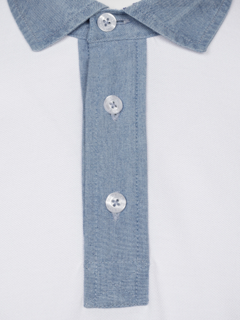 Поло на пуговицах,  джинсовый ворот, короткий рукав, однотонное (001, Белый, 52 - L     рукав 22 см)