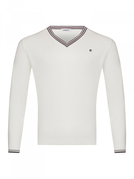 Пуловер Cacharel, V - образный ворот, длинный рукав (600, Белый, 56 - XXL рукав 64 см)