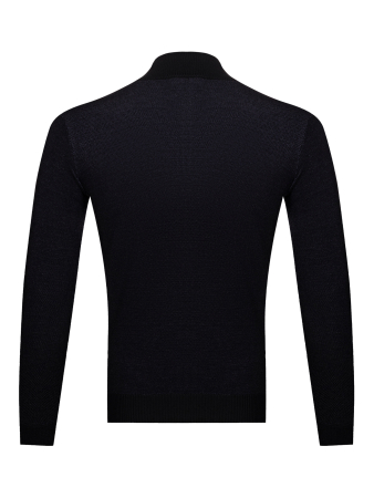 Джемпер ворот-стойка, длин. рукав, без принта, на молнии (243, Темно-синий, 48 - S)