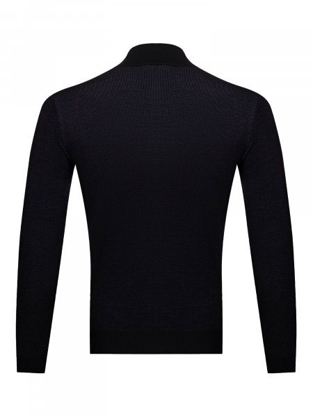 Джемпер ворот-стойка, длин. рукав, без принта, на молнии (243, Темно-синий, 48 - S)