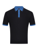 Поло на пуговицах,  короткий рукав, контрастный ворот (00027, Черный/Синий, 48 - S  рукав 24 см)