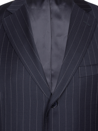 Костюм, средне-притал, полоска-строчка, 3 пугов. (14295, Т-синий в бел.пол., 52 , R)