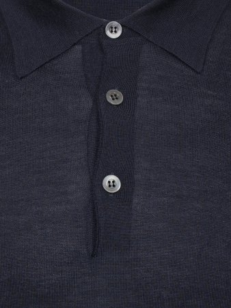 Поло, на пуговицах, длин. рукав, однотон. (94051, Темно-синий, 50)