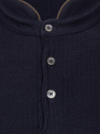 Поло, ворот стойка, пуговицы, однотон., дл/рукав (008, Темно-синий , 46)