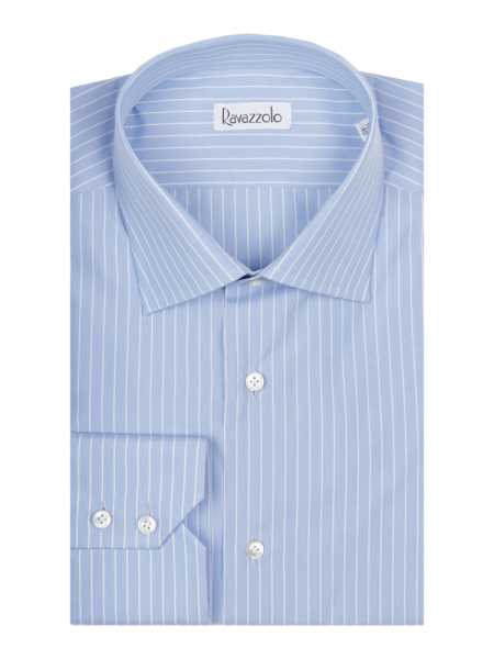 Сорочка NEREIDE, Ravazzolo, в полоску, длин. рукав (300, Голубой, 40)