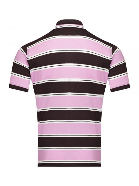 Поло в полоску, короткий рукав (400, Коричневый, 50 - M  рукав 23 см)