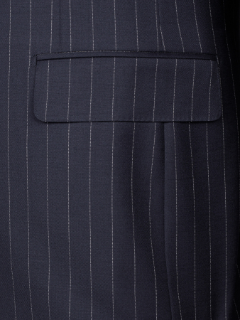 Костюм, средне-притал, полоска-строчка, 3 пугов. (14295, Т-синий в бел.пол., 52 , R)