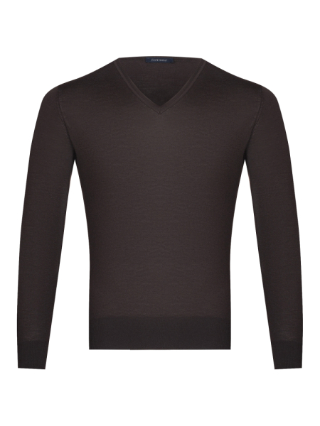 Пуловер, V - ворот, дл/рукав (048, Темно-коричн., 50)