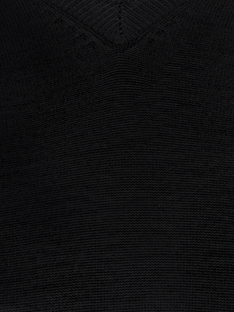 Пуловер, V-образный вырез, дл/рукав, однотонный (002, Черный, 52 - L  рукав 61 см)
