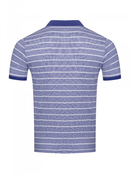 Поло на пуговицах, в полоску, короткий рукав (491, Синий/Белый, 48 - S      рукав 23 см)