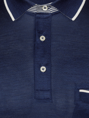 Поло однотонное, ворот  с окантовкой, кор/рукав (307, Т-синий/Белый, 60-4XL рукав 24 см)